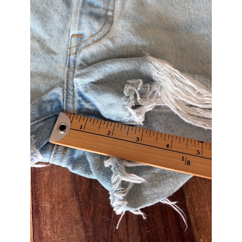 LEVI'S 501 denim shorts women sz 23 distressed button fly high rise cut-off - Picture 5 of 11